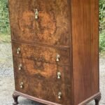 Superb Art Deco Walnut Tallboy Cabinet Huge Storage