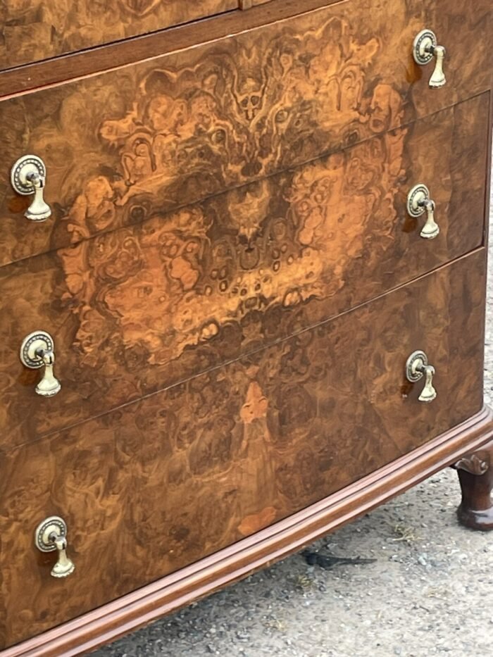 Superb Art Deco Walnut Tallboy Cabinet Huge Storage - Image 3