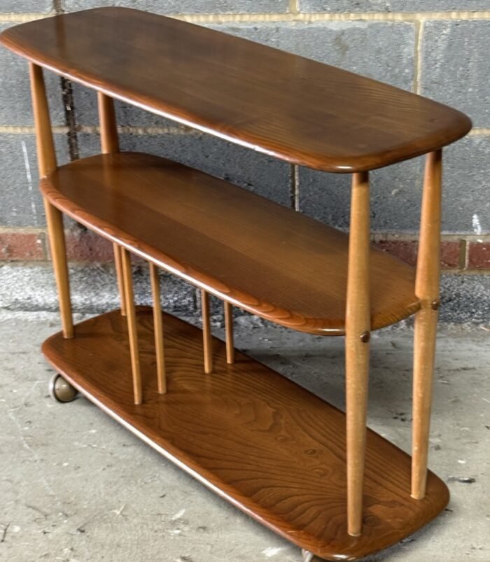 Fine Retro Ercol Trolley Display Stand / Room Divider Solid Elm & Beech - Image 3