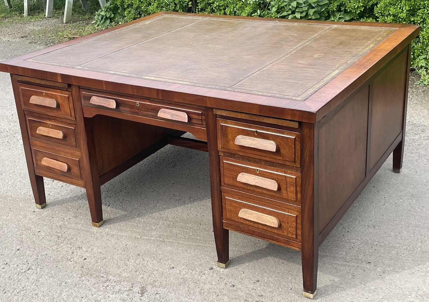 s-l1600-1052.jpg Amazing Large Victorian Style Mahogany Partners Desk 10 Drawers - Image 1