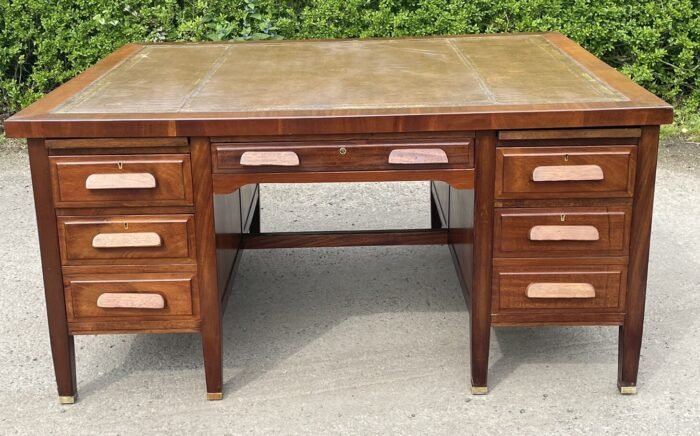 Amazing Large Victorian Style Mahogany Partners Desk 10 Drawers - Image 2