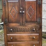 Superb Arts and Crafts Solid Oak Tallboy Cabinet Storage