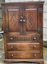 Superb Arts and Crafts Solid Oak Tallboy Cabinet Storage