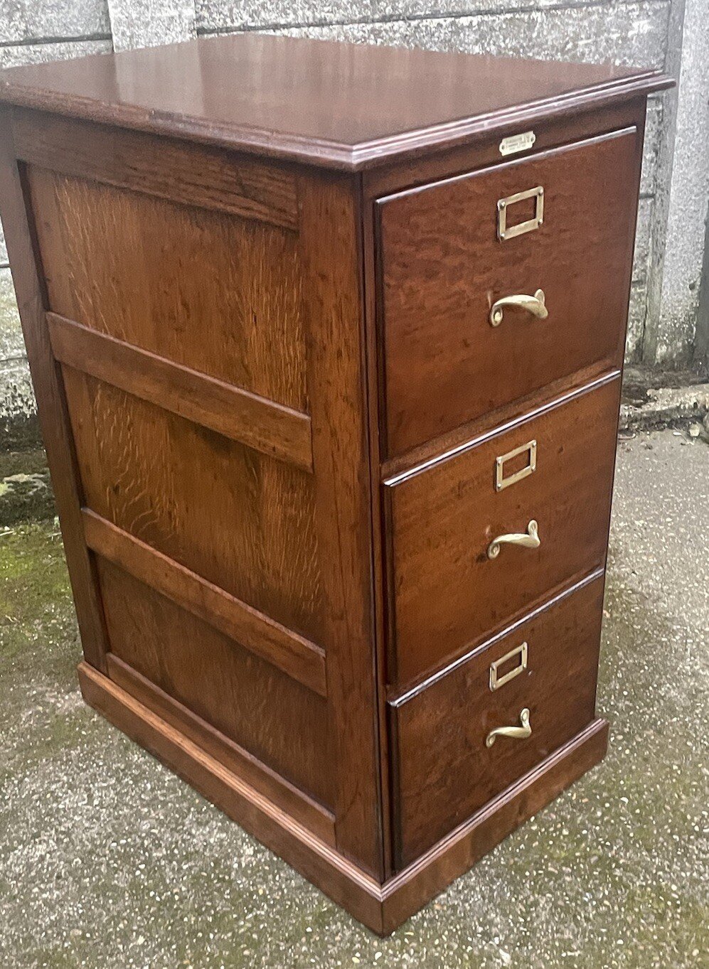 s-l1600-1092.jpg Very Rare Antique Arts Crafts Oak 3 Drawer Filing Cabinet - Image 1