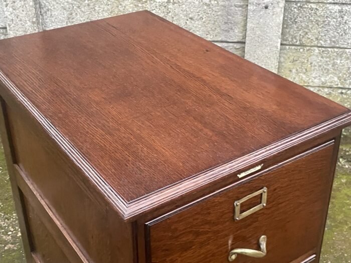 Very Rare Antique Arts Crafts Oak 3 Drawer Filing Cabinet - Image 2