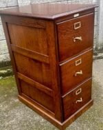 Very Rare Antique Arts Crafts Oak 3 Drawer Filing Cabinet - Image 3