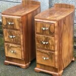 Superb Pair Art Deco Bow Front Walnut Bedside Chests