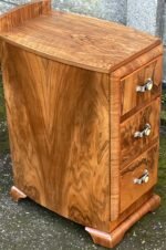 Superb Pair Art Deco Bow Front Walnut Bedside Chests - Image 4