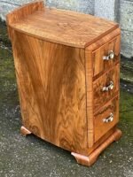 Superb Pair Art Deco Bow Front Walnut Bedside Chests - Image 5