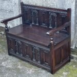 Outstanding Old Charm Solid Oak Monks Bench Arts Crafts Style