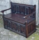Outstanding Old Charm Solid Oak Monks Bench Arts Crafts Style