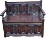 Outstanding Old Charm Solid Oak Monks Bench Arts Crafts Style - Image 4