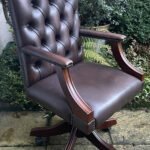 Fine Antique Style Conker Brown Swivel Office Directors Armchair