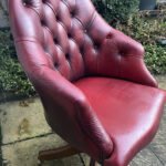 Fine Antique Style Oxblood Leather Swivel Office Directors Chair