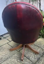 Fine Antique Style Oxblood Leather Swivel Office Directors Chair - Image 5