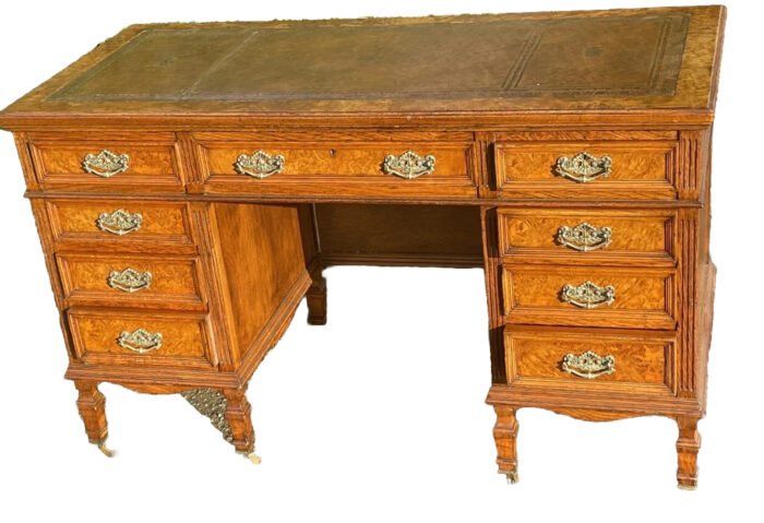 Rare Victorian Arts & Crafts Pollard Oak Writing Desk Smee & Cobay London - Image 2