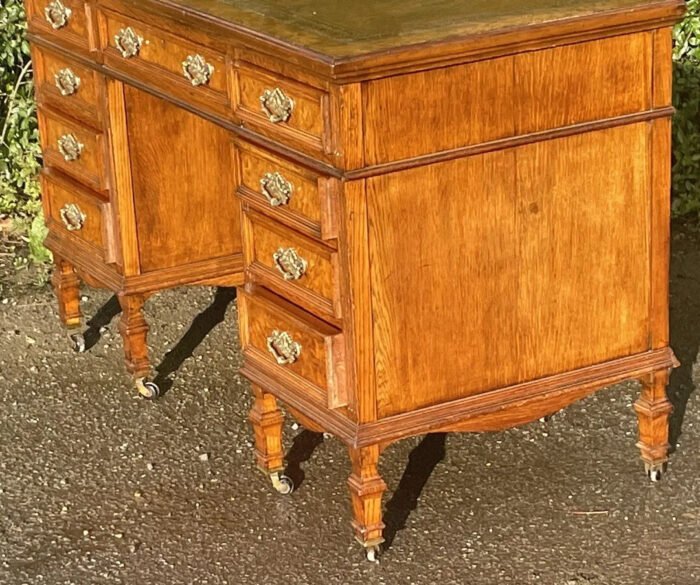 Rare Victorian Arts & Crafts Pollard Oak Writing Desk Smee & Cobay London - Image 3