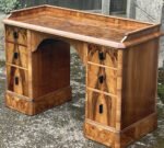Art Deco Walnut Writing Desk Vintage Small Office Desk
