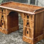 Art Deco Walnut Writing Desk Vintage Small Office Desk