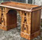 Art Deco Walnut Writing Desk Vintage Small Office Desk - Image 2