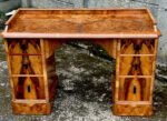 Art Deco Walnut Writing Desk Vintage Small Office Desk - Image 3