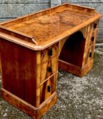 Art Deco Walnut Writing Desk Vintage Small Office Desk - Image 4