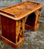 Art Deco Walnut Writing Desk Vintage Small Office Desk - Image 5