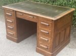 Large Victorian Solid Oak Office Desk with 8 Drawers