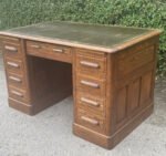 Large Victorian Solid Oak Office Desk with 8 Drawers - Image 3