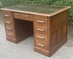Large Victorian Solid Oak Office Desk with 8 Drawers - Image 4