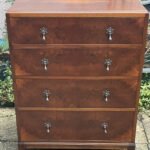Art Deco Walnut Chest of Drawers Vintage 4 Drawer Bedroom Chest  Description