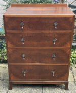 Art Deco Walnut Chest of Drawers Vintage 4 Drawer Bedroom Chest  Description