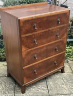 Art Deco Walnut Chest of Drawers Vintage 4 Drawer Bedroom Chest  Description - Image 3
