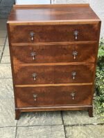 Art Deco Walnut Chest of Drawers Vintage 4 Drawer Bedroom Chest  Description - Image 5