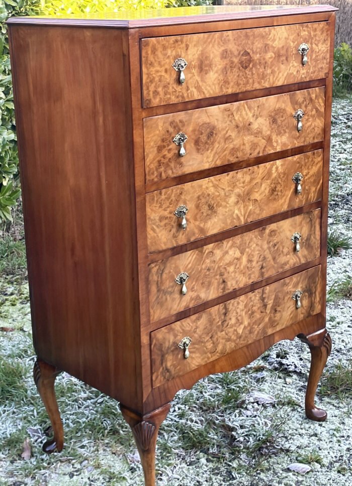 Superb Art Deco Walnut Tall Chest of Drawers - Image 2