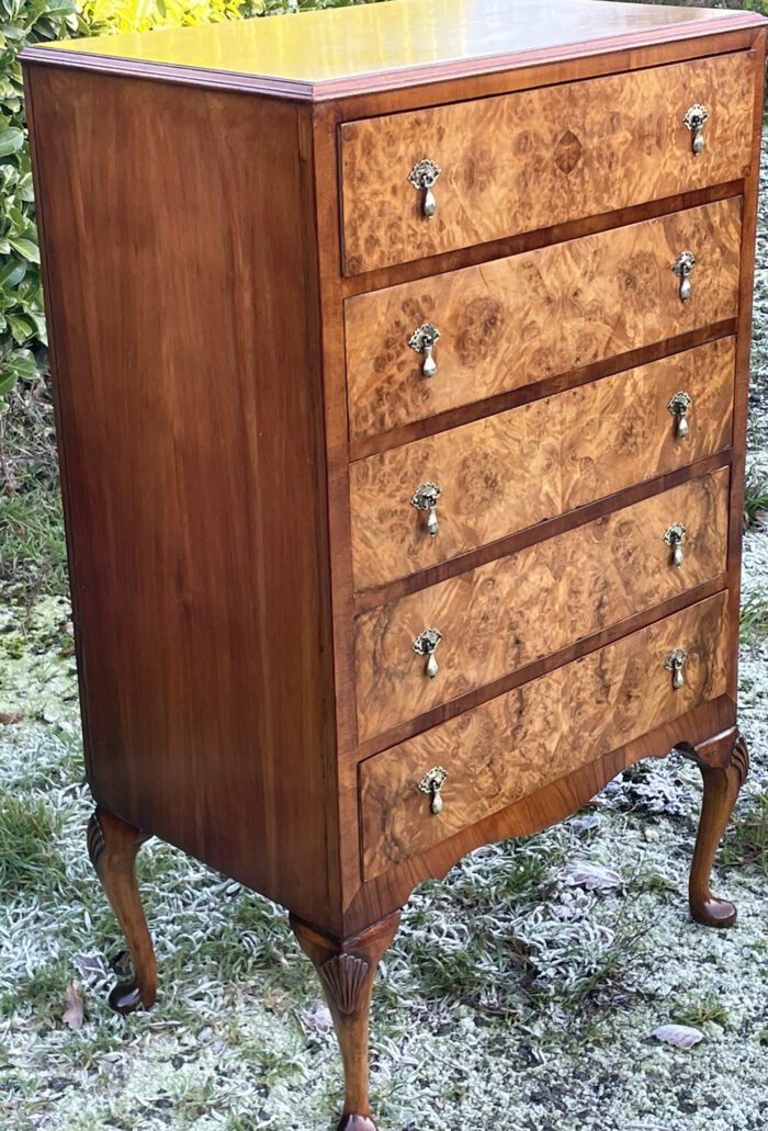 Superb Art Deco Walnut Tall Chest of Drawers - Image 3