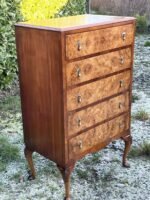 Superb Art Deco Walnut Tall Chest of Drawers - Image 4