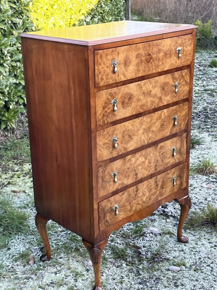 Superb Art Deco Walnut Tall Chest of Drawers - Image 4