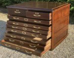 Rare Antique Arts & Crafts Oak 9 Drawer Plan Chest
