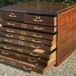 Rare Antique Arts & Crafts Oak 9 Drawer Plan Chest
