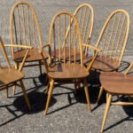 Ercol Quaker Dining Chairs Set of 6 Vintage Elm & Beech