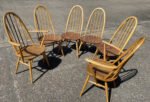 Ercol Quaker Dining Chairs Set of 6 Vintage Elm & Beech - Image 2