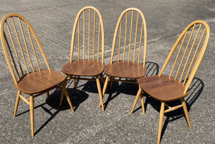 Ercol Quaker Dining Chairs Set of 6 Vintage Elm & Beech - Image 4