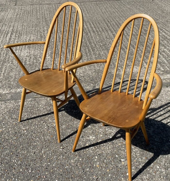 Ercol Quaker Dining Chairs Set of 6 Vintage Elm & Beech - Image 5