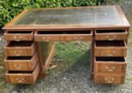 Superb Mid Century Walnut Pedestal Kneehole Writing Desk with Leather Top - Image 3