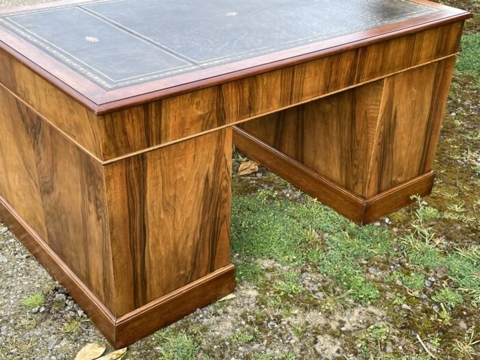 Superb Mid Century Walnut Pedestal Kneehole Writing Desk with Leather Top - Image 4