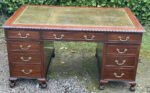 Superb Victorian Mahogany Pedestal Kneehole Writing Desk with Leather Top - Image 3