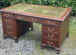Superb Victorian Mahogany Pedestal Kneehole Writing Desk with Leather Top - Image 4