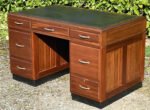 Superb Mid Century Mahogany Pedestal Desk with Leather Top
