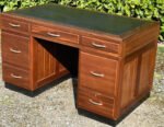 Superb Mid Century Mahogany Pedestal Desk with Leather Top - Image 5